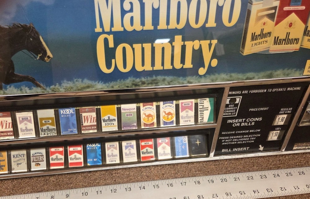 Cigarette vending machine control panel heavy chrome metal - vintage old time
