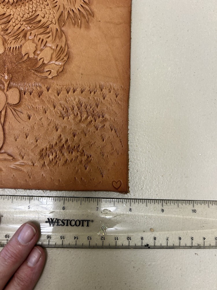 Hand Tooled Leather Panel Vintage Owl Mouse 8x10