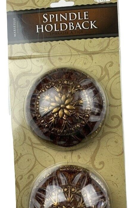 Cambria Marseille Spindle Holdback Set Curtains Tiebacks Bronze Hardware 2 pack