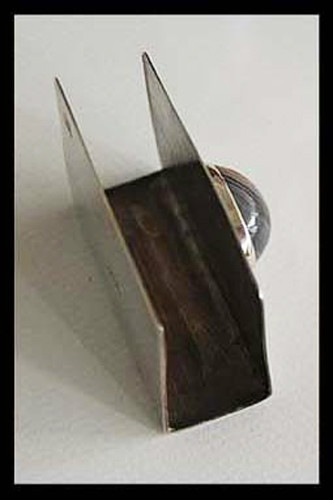 c1920, Signed STERLING MATCH HOLDER - cabochon AGATE (3V26)