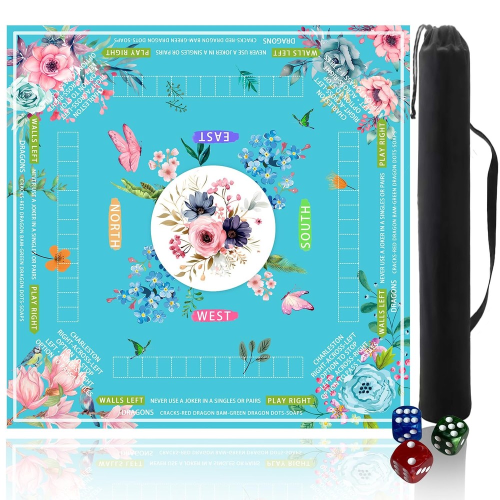 mahjong mat for table with Drawstring Light Blue 31.5 inches