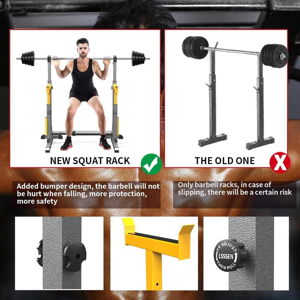 K Kingkang Adjustable Squat Rack,Multi-Function Barbell Rack for Weight Lifting