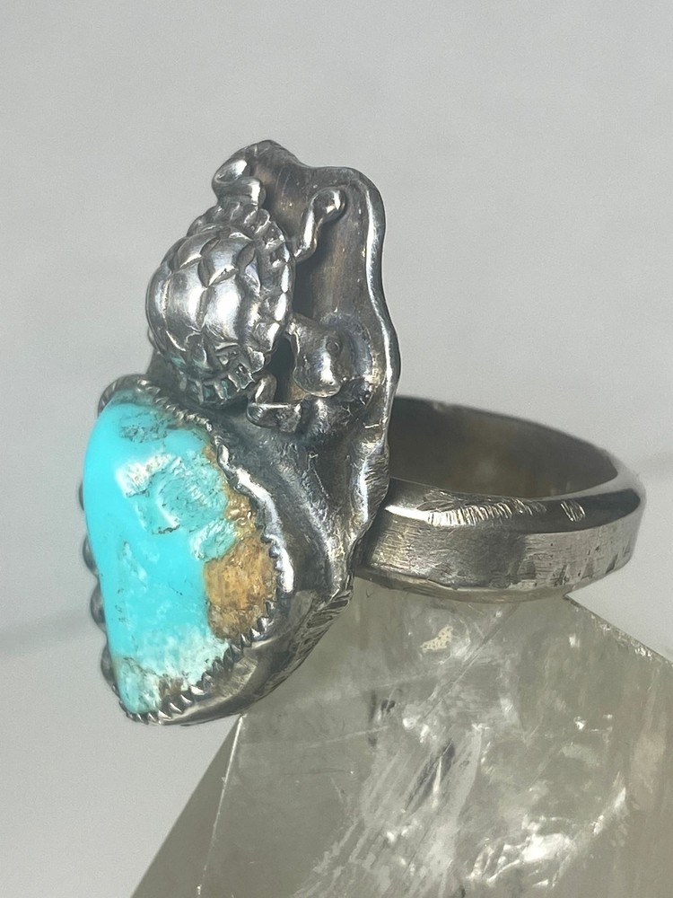 Turtle ring turquoise tribal southwest sterling silver
