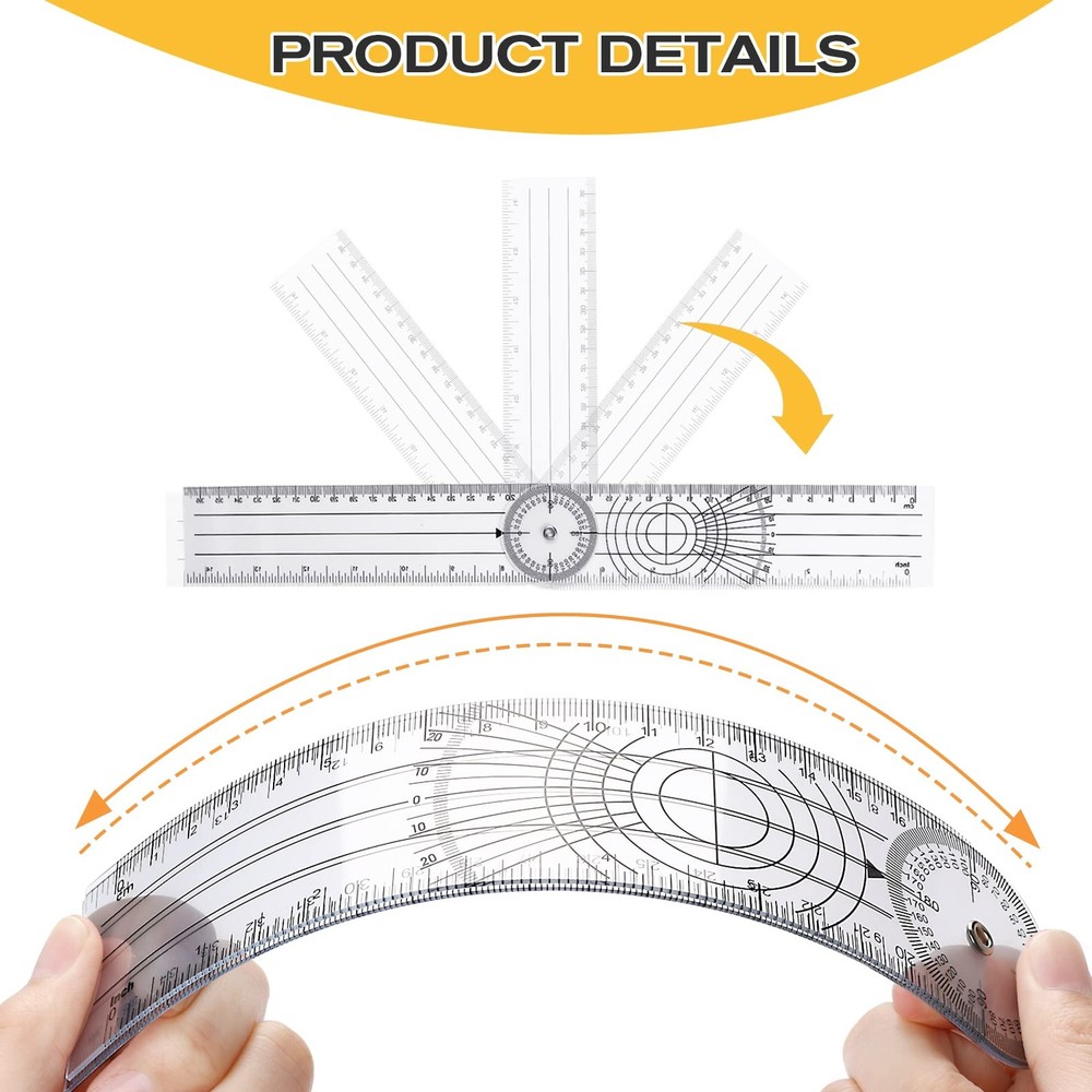 2Pcs Clear Plastic Goniometer Quick Angle Protractor Finder Style 1