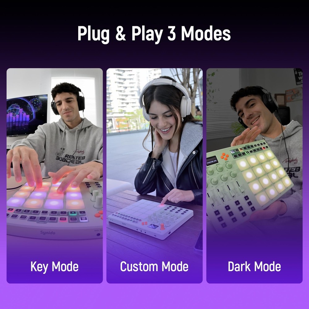 Synido Wireless MIDI Pad Controller, USB Rechargeable Beat Maker Machine for ...