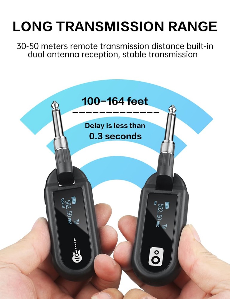 Wireless Guitar System UHF Wireless Guitar Transmitter Receiver Rechargeable ...