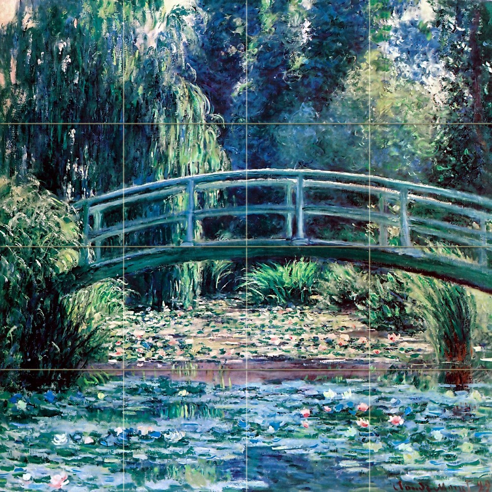 24 x 24 Mural Ceramic Monet Bridge Backsplash Tile #123