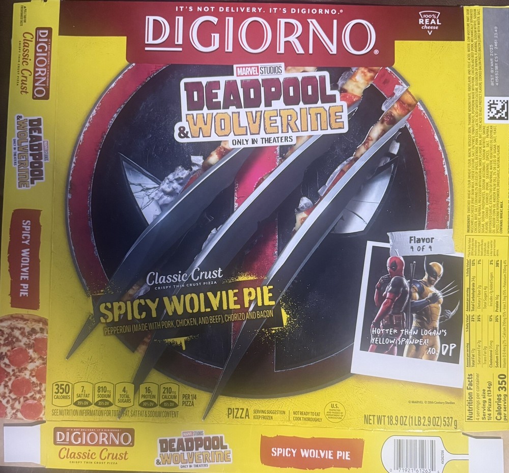 Deadpool And Wolverine DiGiorno Pizza Box. Box Only #2