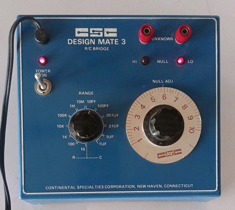 Vintage CSC Design Mate 3 R/C Bridge Resistance Capacitance Electronics
