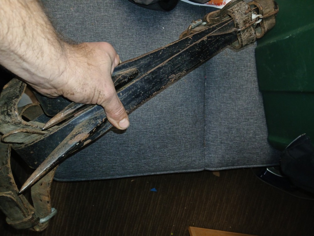 Bell System lineman gaffs Original Leather Straps -used