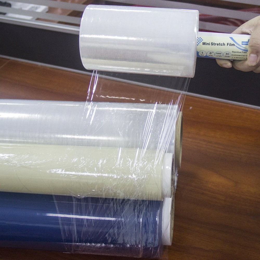 Clear Stretch Wrap 6"×1000' Plastic Roll for Moving 6'' clear,