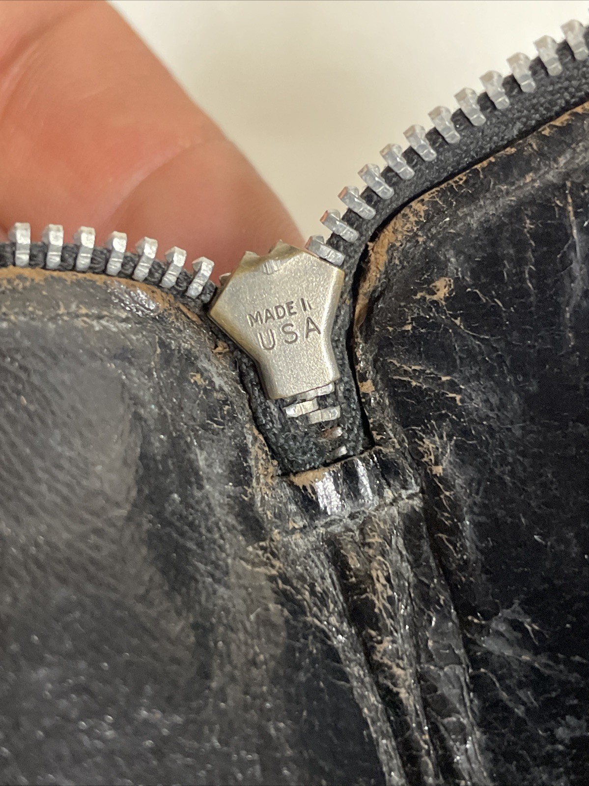 WW2 War Service Record Leather Wallet Diary Document Holder Black Zipper Vtg