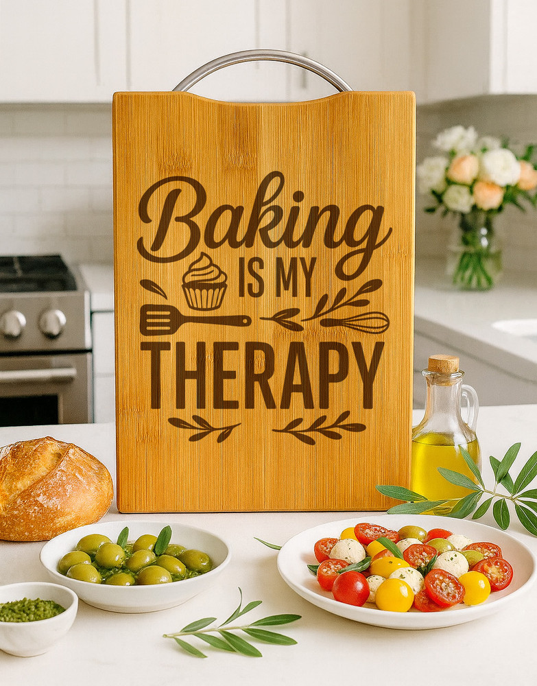 Baking Is My Therapy Cutting Board Personalized Kitchen Gift Baking Lover Gift