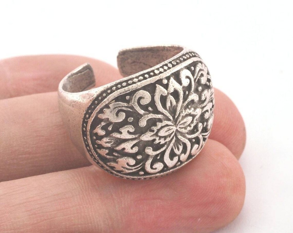 Adjustable Ring Antique Silver Plated brass (21mm 11US inner size) 2132 Ring26