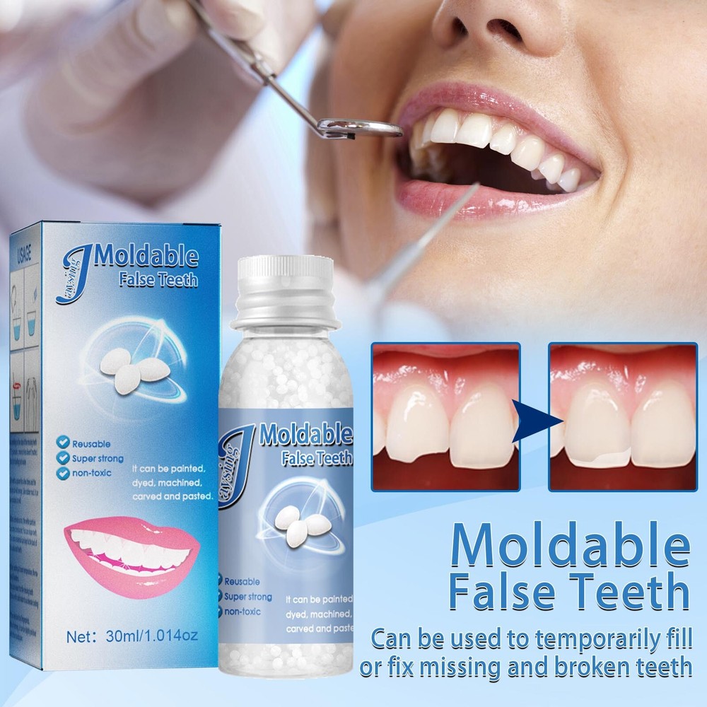 3×Resin False Teeth Solid Glue Temporary Tooth Repair Moldable Teeth Gap Denture