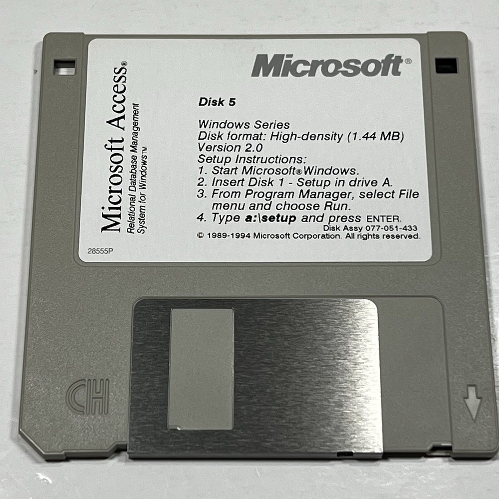 Microsoft Access Version 2 Windows 3.5” Floppy Disc 1994