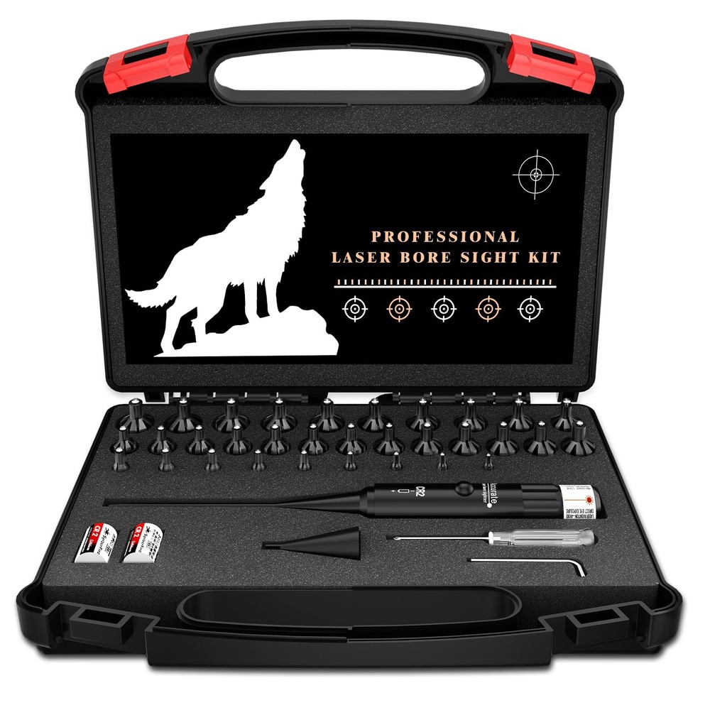 Bore Sight Laser, Professional Red Laser Kit with 32 Black