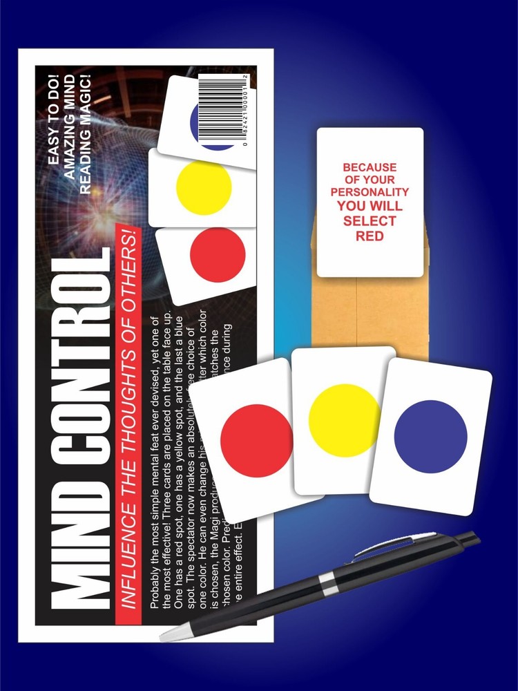 MIND CONTROL Easy Mind Reading Magic Trick Predict Color Choose Card Pen ESP Gag