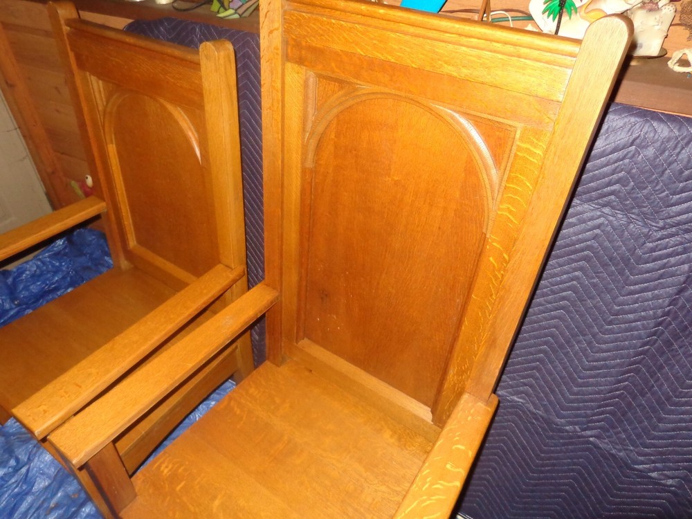 2 ANTIQUE SOLID OAK KING & QUEEN THRONE CHAIRS EXTRA LARGE BEAUTIFUL CONDITION