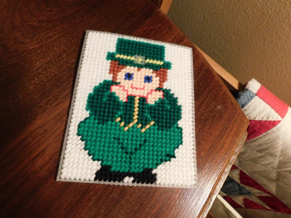 St. Patrick's Needlepoint on Plastic Canvas Hand Sewn