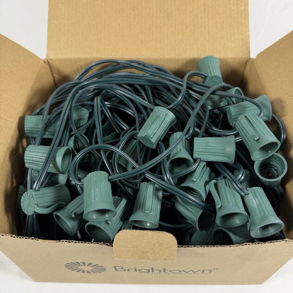 C9 Light Strand, 100 FT Outdoor String Lights Christmas Stringer with 100 Socket