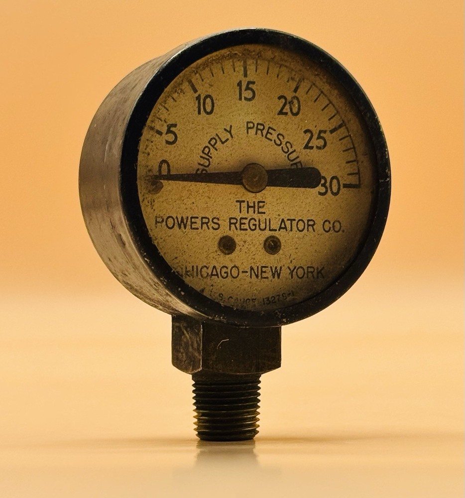 Vintage The Powers Regulator Co. Supply Pressure Gauge Untested