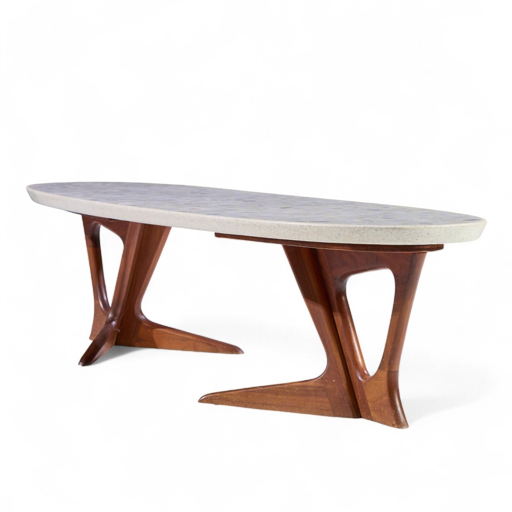 Harvey Probber Mid Century Walnut and Terrazzo Coffee Table