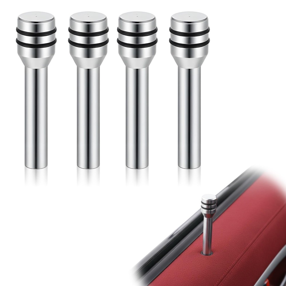 4 Pieces Car Door Lock Knobs Inner Pull Pin Cover Universal Sliver