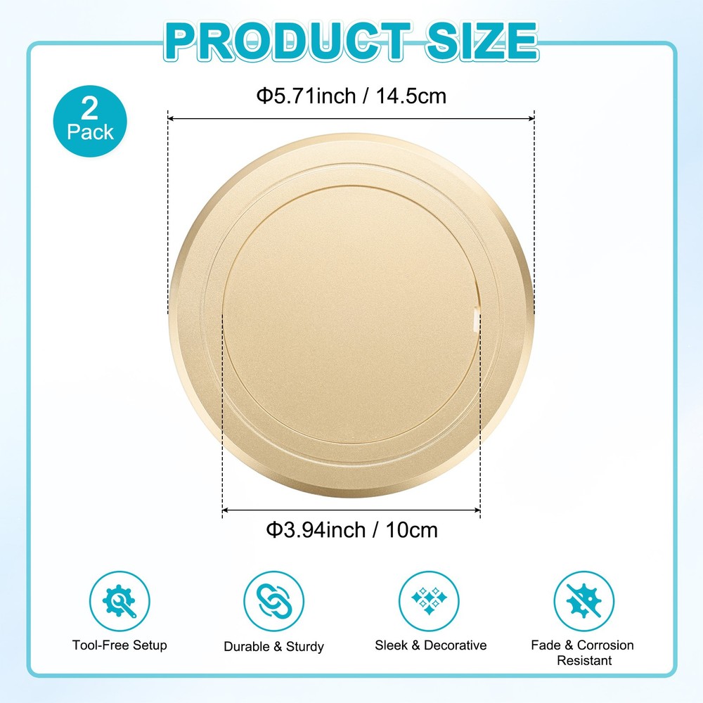 2-Pack Access Panel for Drywall, 4x4 Inch Round Plastic Removable [Gold Tone]