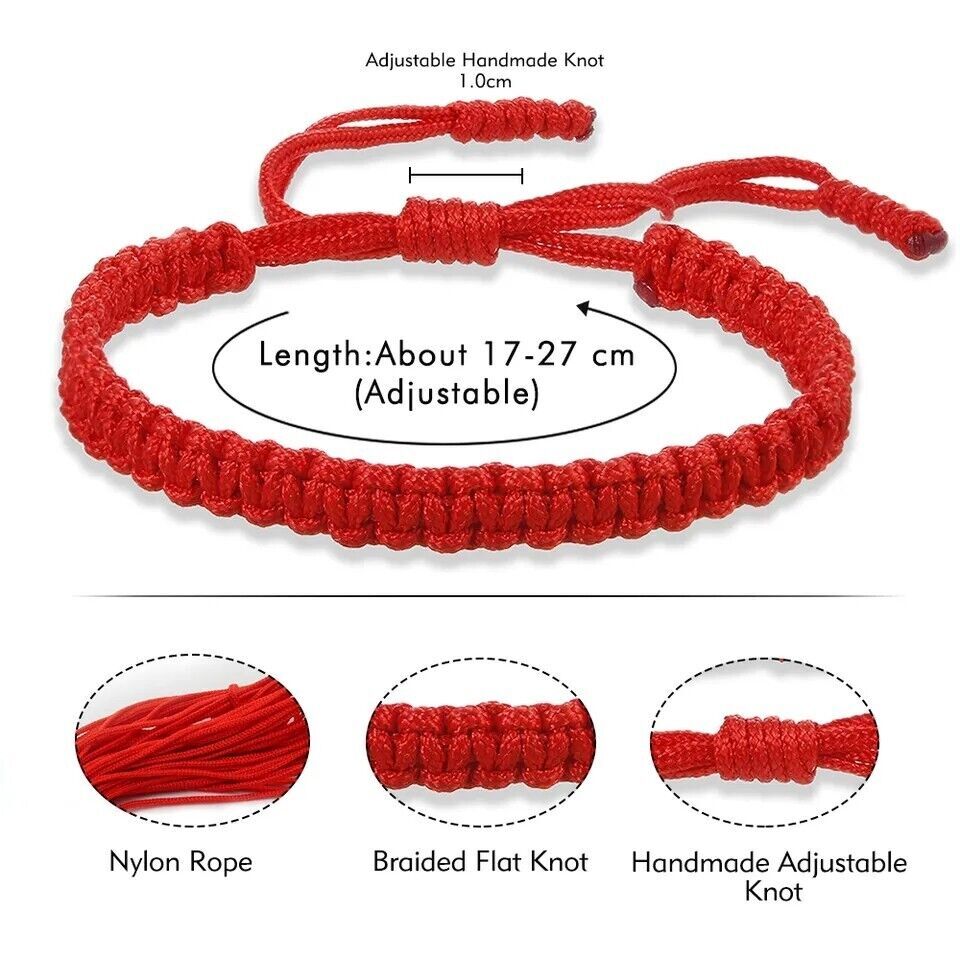 Good luck Red String Braided Bracelet Protection Blessed Adjustable Hand Rope US