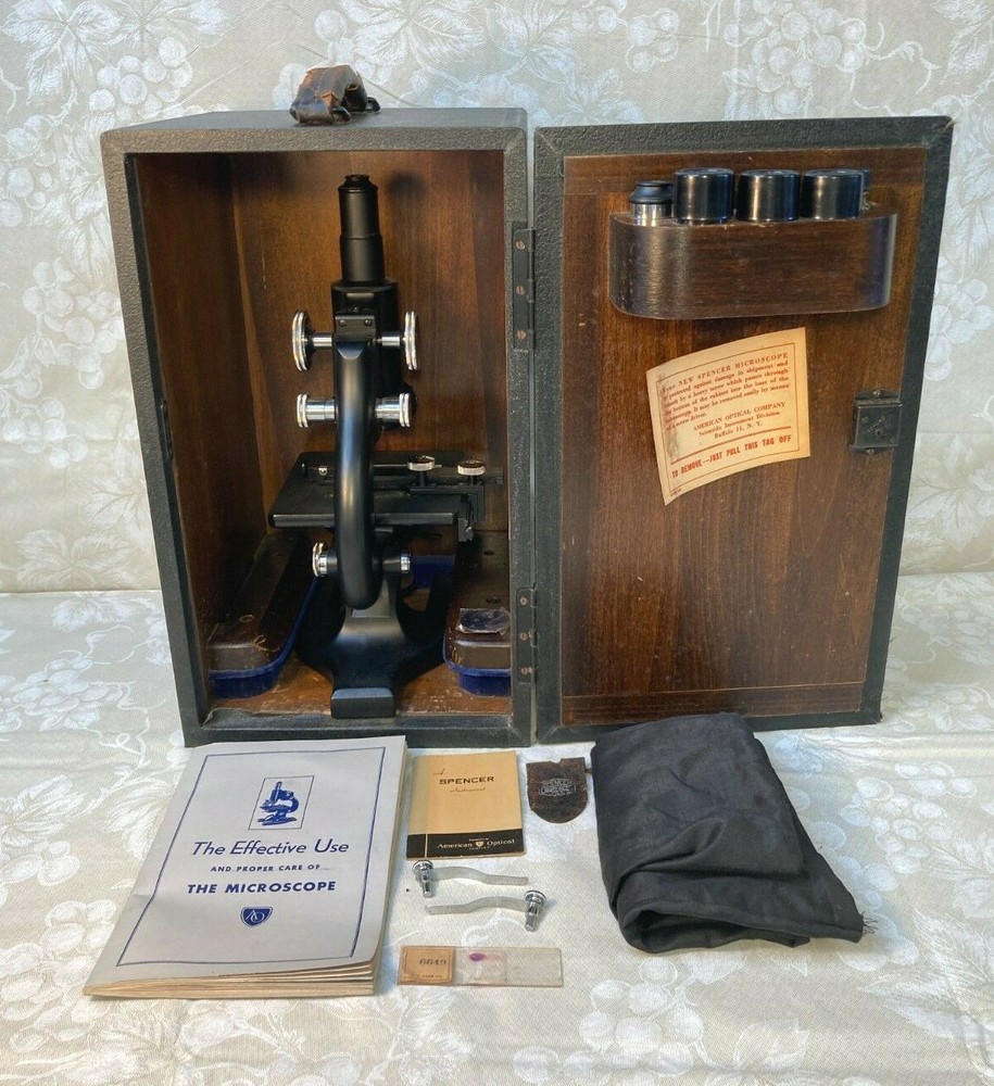 Vintage Spencer Monocular Microscope w/ Case Multiple Lenses