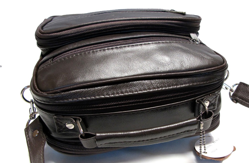 7 Pocket Multi-Function Genuine Leather Purse Handbag w/Organizer Top Handle