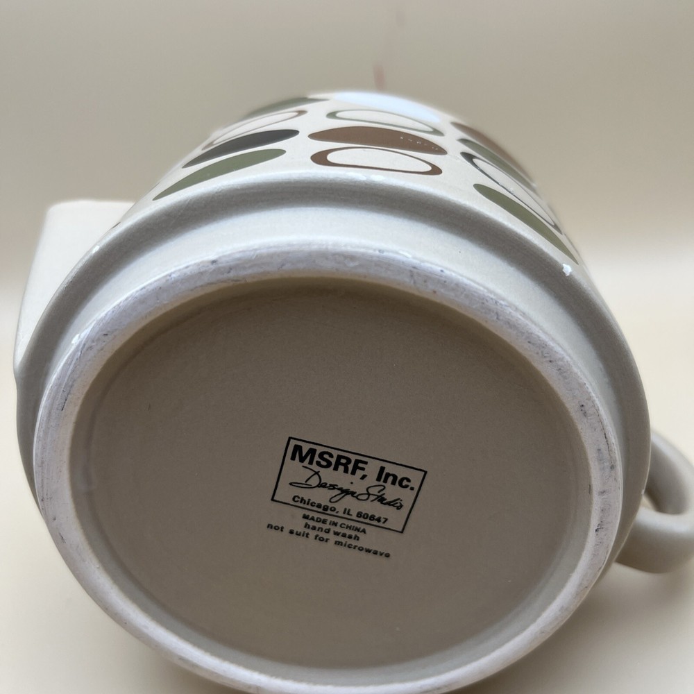 MSRF Design Studio Abstract Design Small Coffee Tea Pot Brown Tones