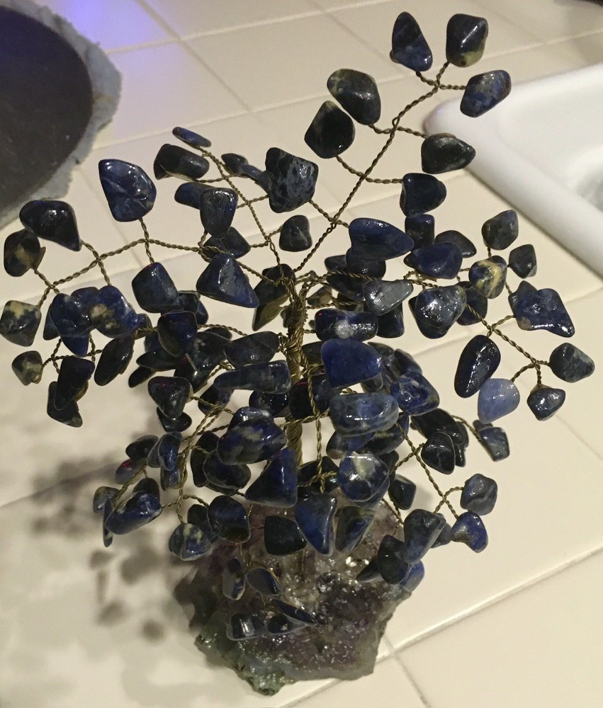 Vintage Copper Wire Tree Blue Stones