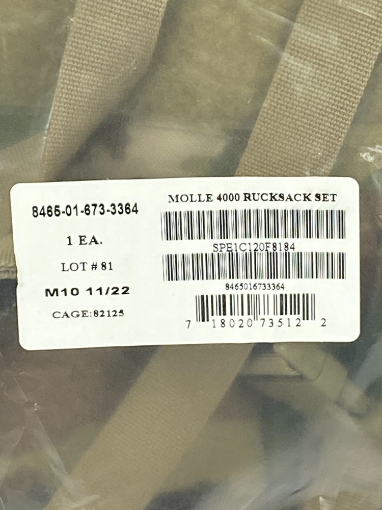 MOLLE 4000 Multicam Rucksack Set w/ Frame Military Issue Backpack NEW Sealed