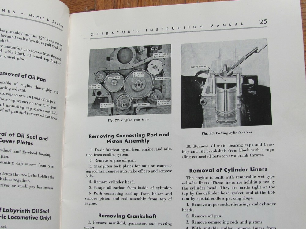 1944 Cummings Diesel Engine Model H Series Operator's Instruction Manual Book