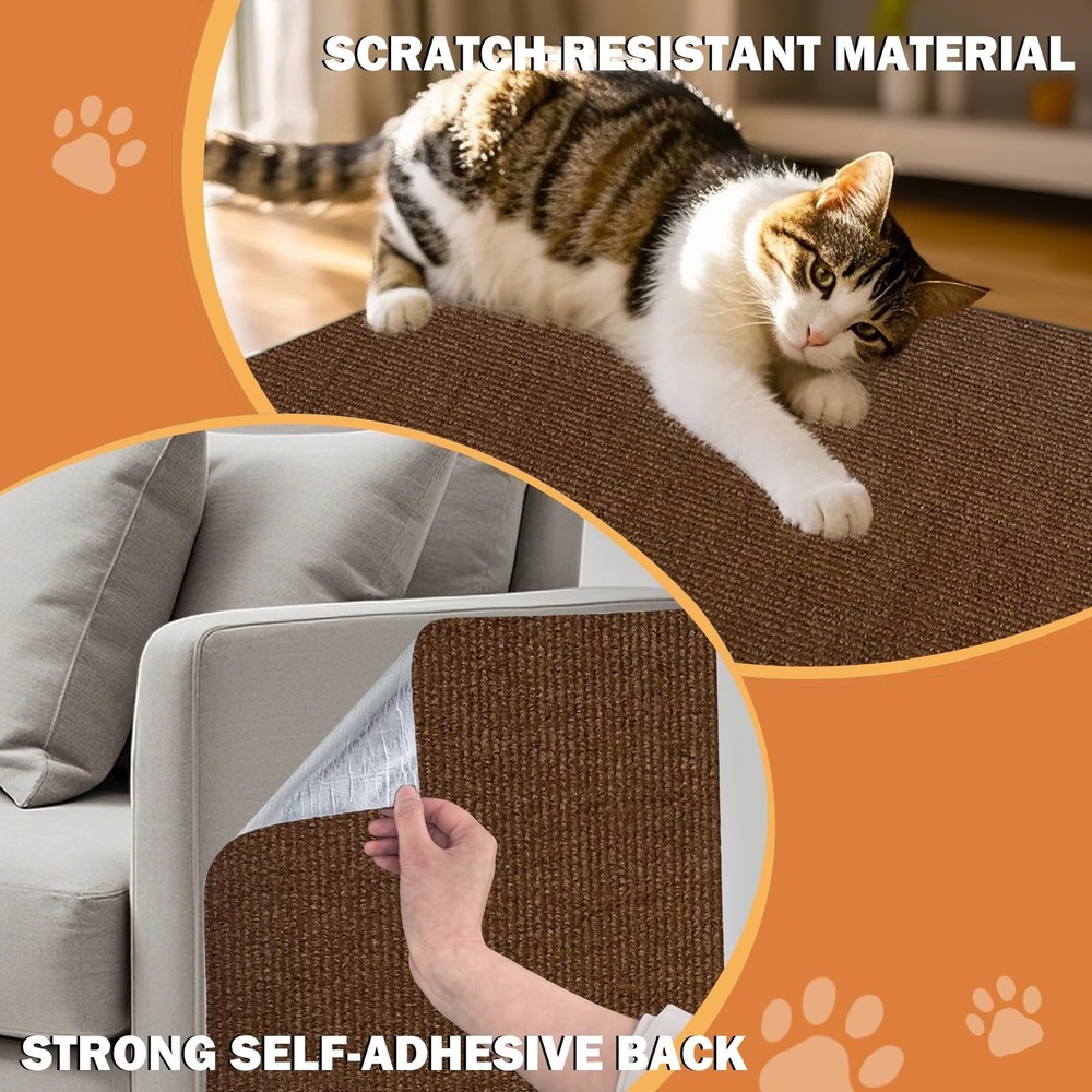 Cat Scratch Furniture Protector Trimmable Self-Adhesive Couch Protector Brown