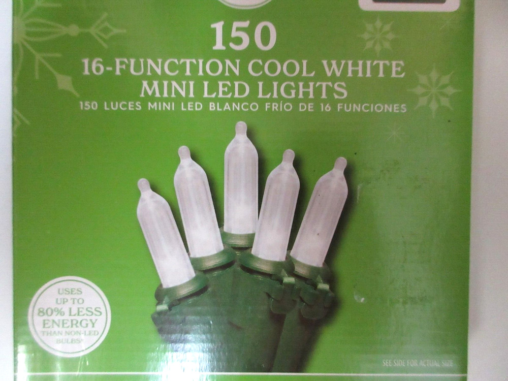 Holiday Time Mini LED String Lights 150 Cool White 16 Function Corded NEW