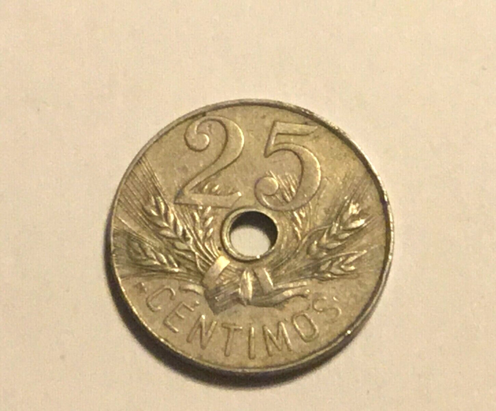 Spain 1927 25 Centimos Coin
