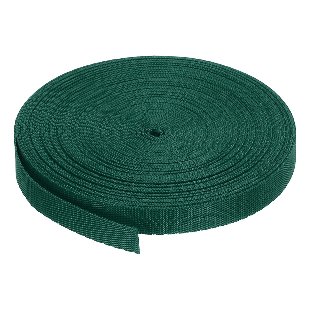 Flat Nylon Webbing Strap 3/8 Inch 10 Yards Dark Green for Backpack