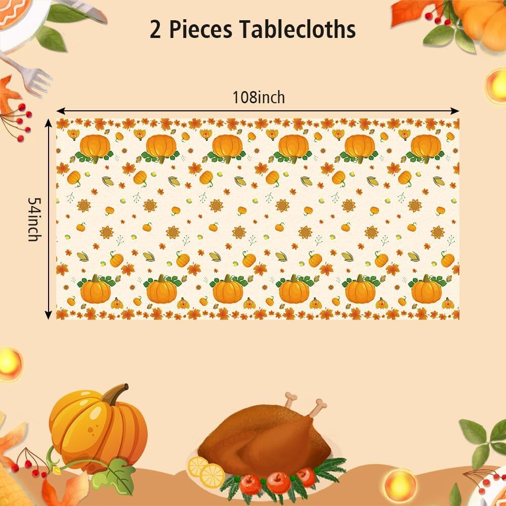 Thanksgiving Tablecloth, 2PCS 54" X 108" Tablecloth Multi Color