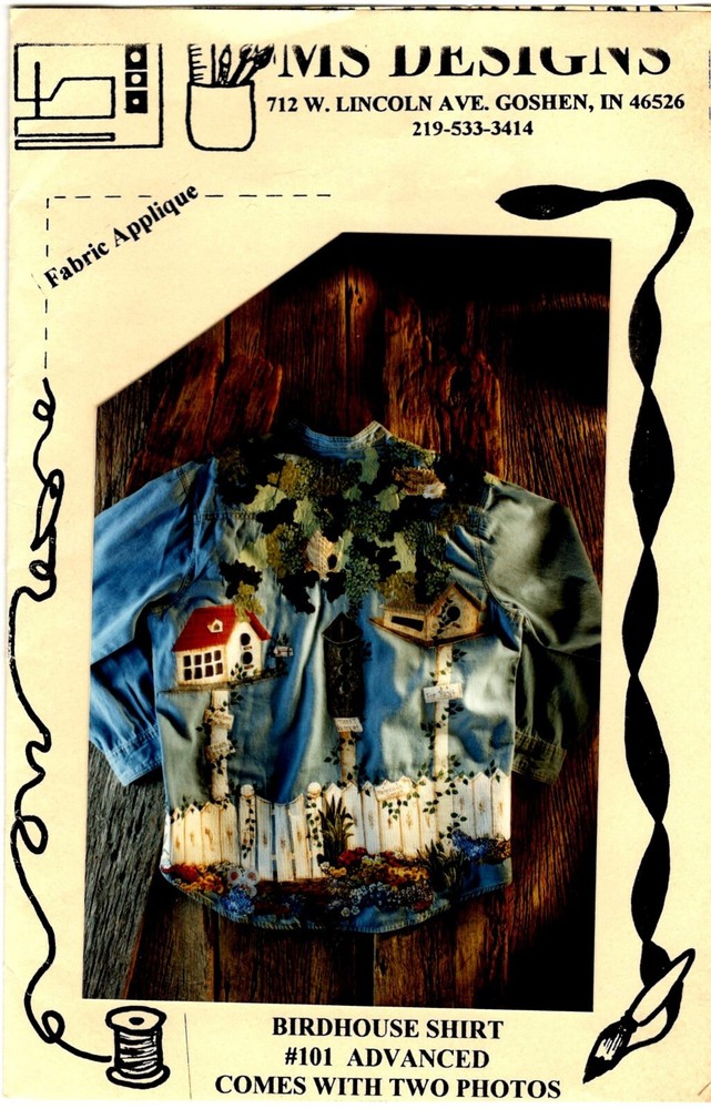 Birdhouse Shirt Applique Pattern by MS Designs 101