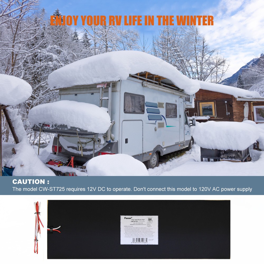 Facon 2Pcs 7 1/4"x25" RV Water Holding Tank Heater Pad With Automatic Thermostat