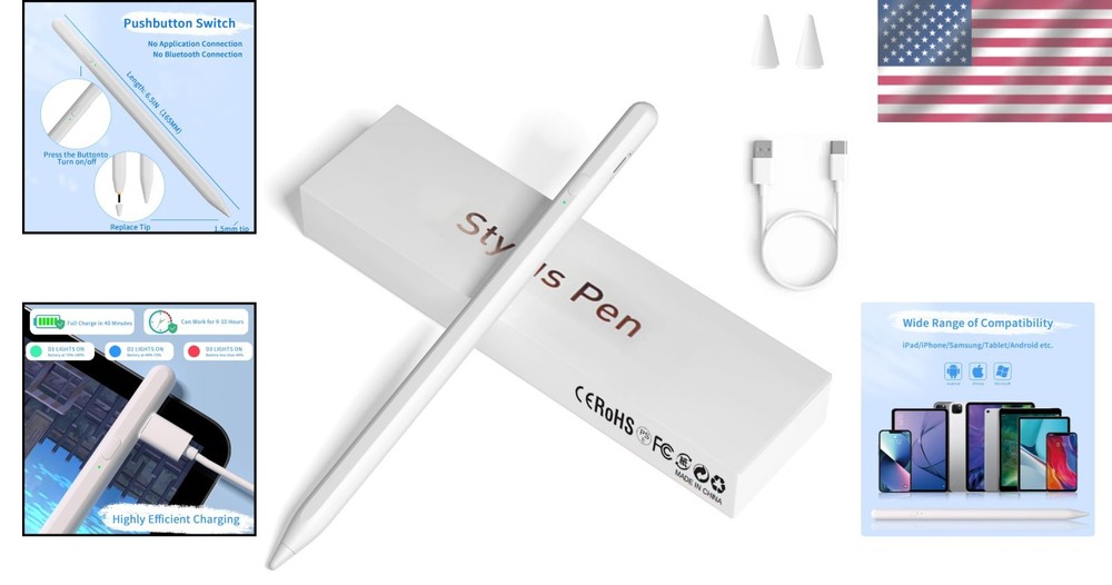 Stylus Pen for Touch Screens, White