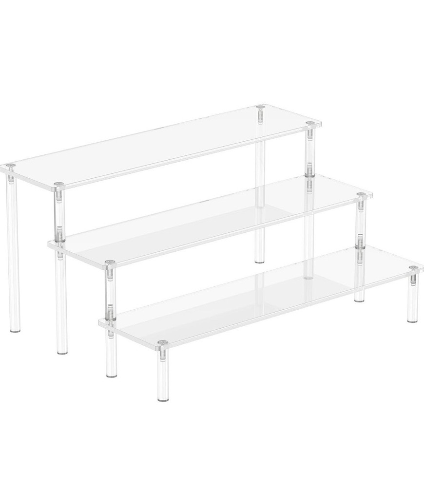 Clear Acrylic Shelf Risers for Display Stands for Food, Tabletop Use, Perfume,