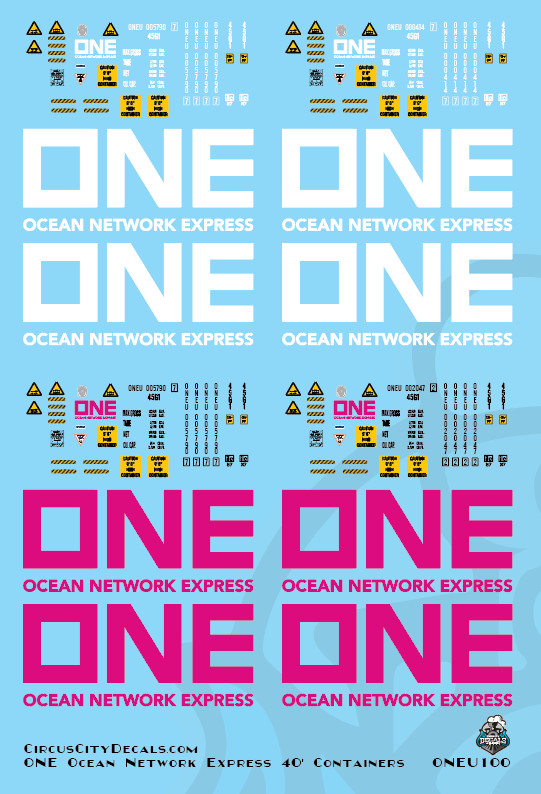 ONE Ocean Network Express 40' Intermodal Container Pink & White N Scale
