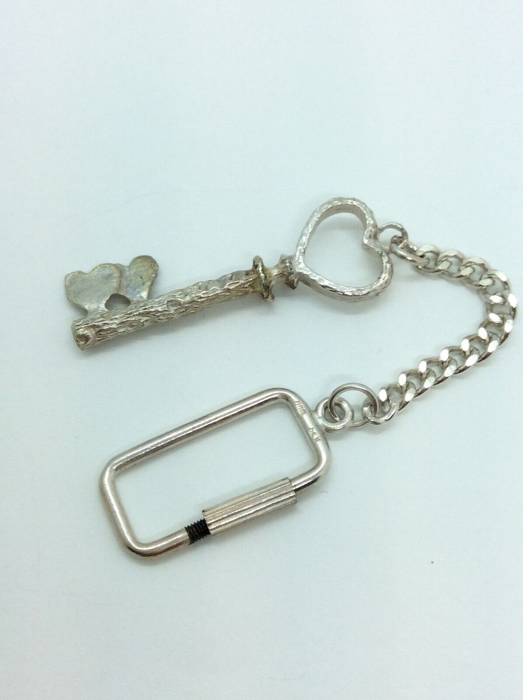 Sterling Silver SLV  Key Chain with Dangle Key  .900 Dangle Could be Pendant