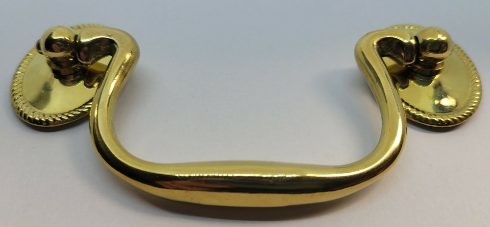 Oval Rosette Rope Pattern back plate Bail Pull handle mid century modern antique