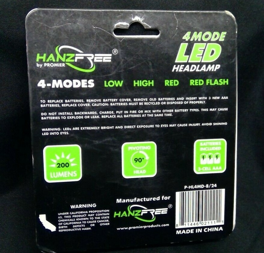 Promier 4 Mode Head Light Multi Light Mode 200 Lumen Wide Beam