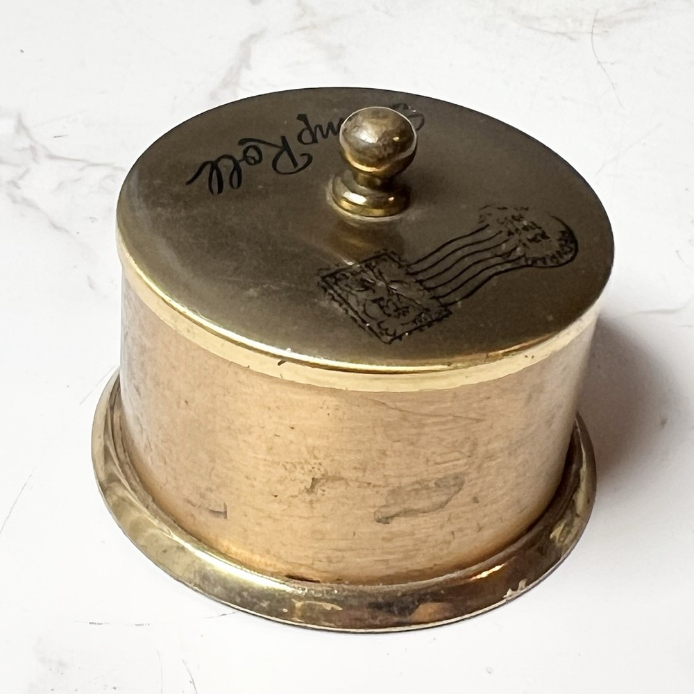 Vintage Brass Postage Stamp Roll Holder - Stamp Dispenser